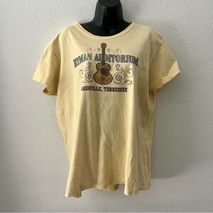 VTG Ryman Auditorium Yellow Sparkle Glitter Guitar 100% Cotton T-Shirt Size XL